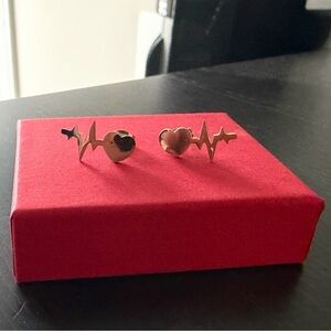 Stainless Steel Silver Heart EKG Earrings